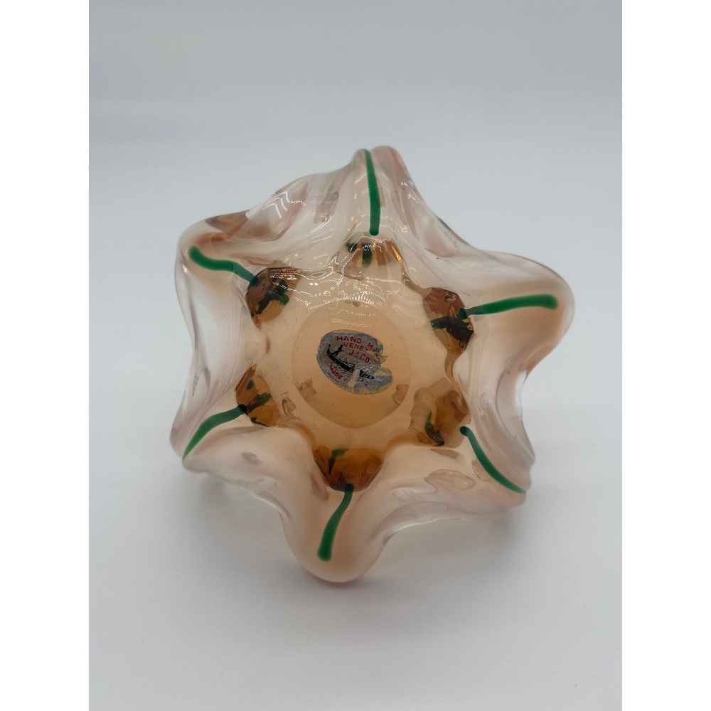 Vintage Murano Art Glass Amber Centerpiece Bowl Jordan Imports Label Italy V8 - Picture 6 of 10